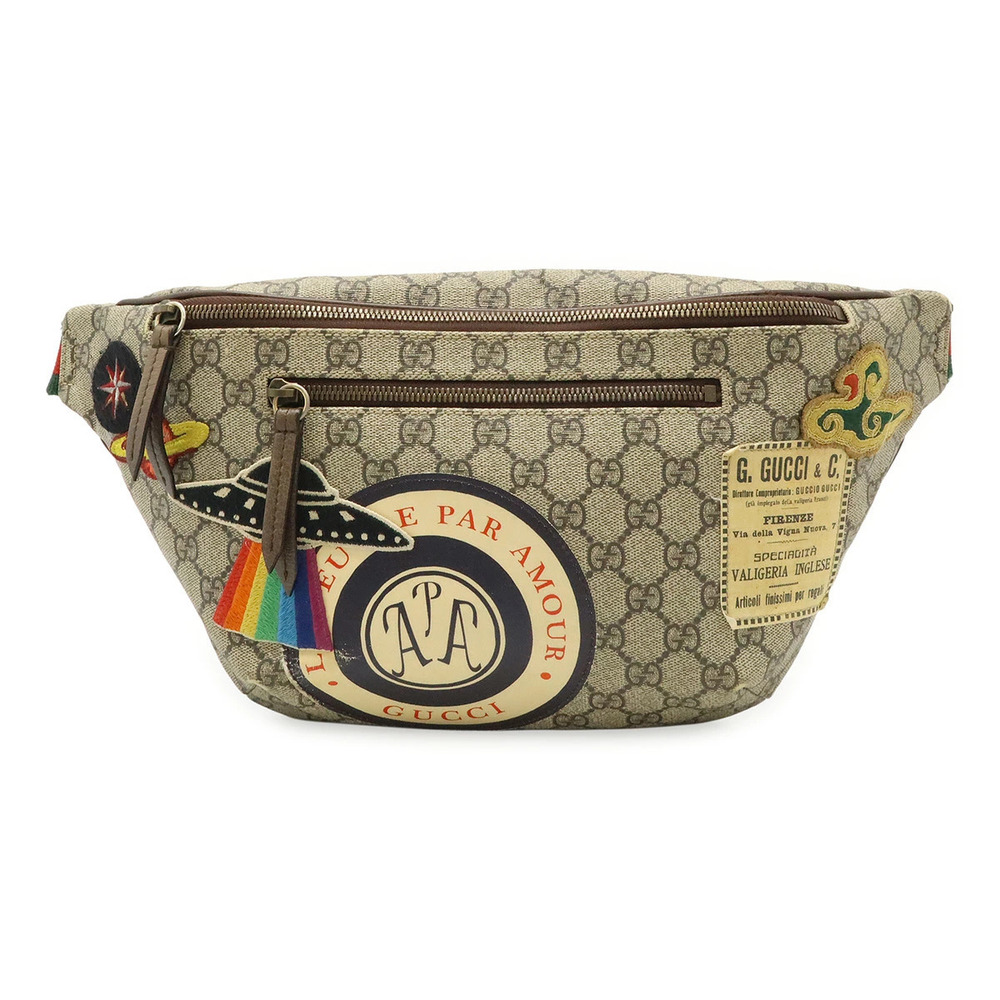 Gucci GG Supreme Courier Sherry Belt Bag Body Waist Applique Beige Cream
